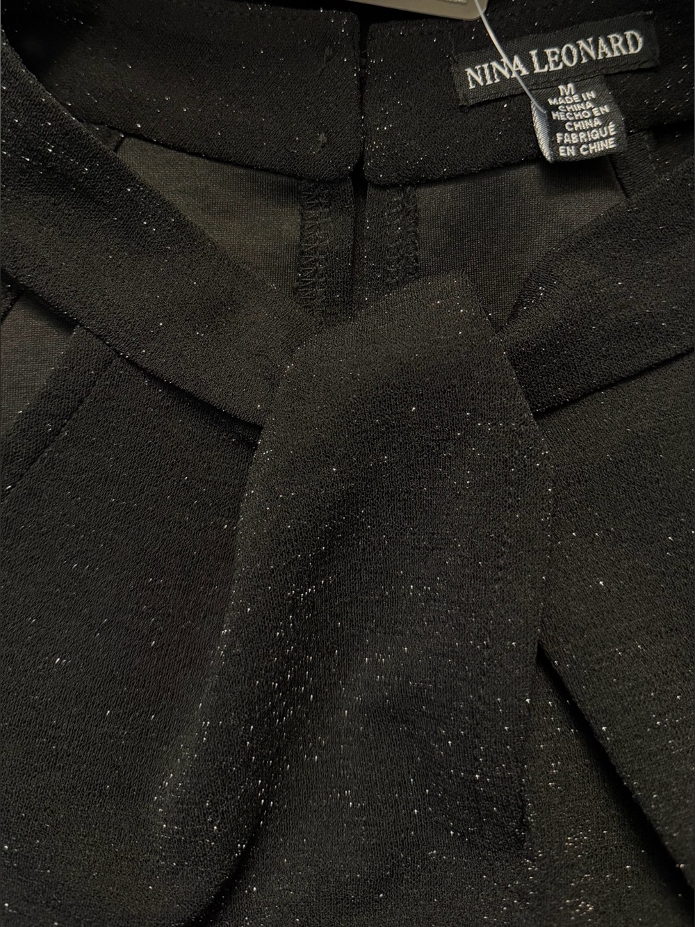 Nina Leonard Black Shimmer Halter Wide-Leg Jumpsuit - Picture 6 of 6